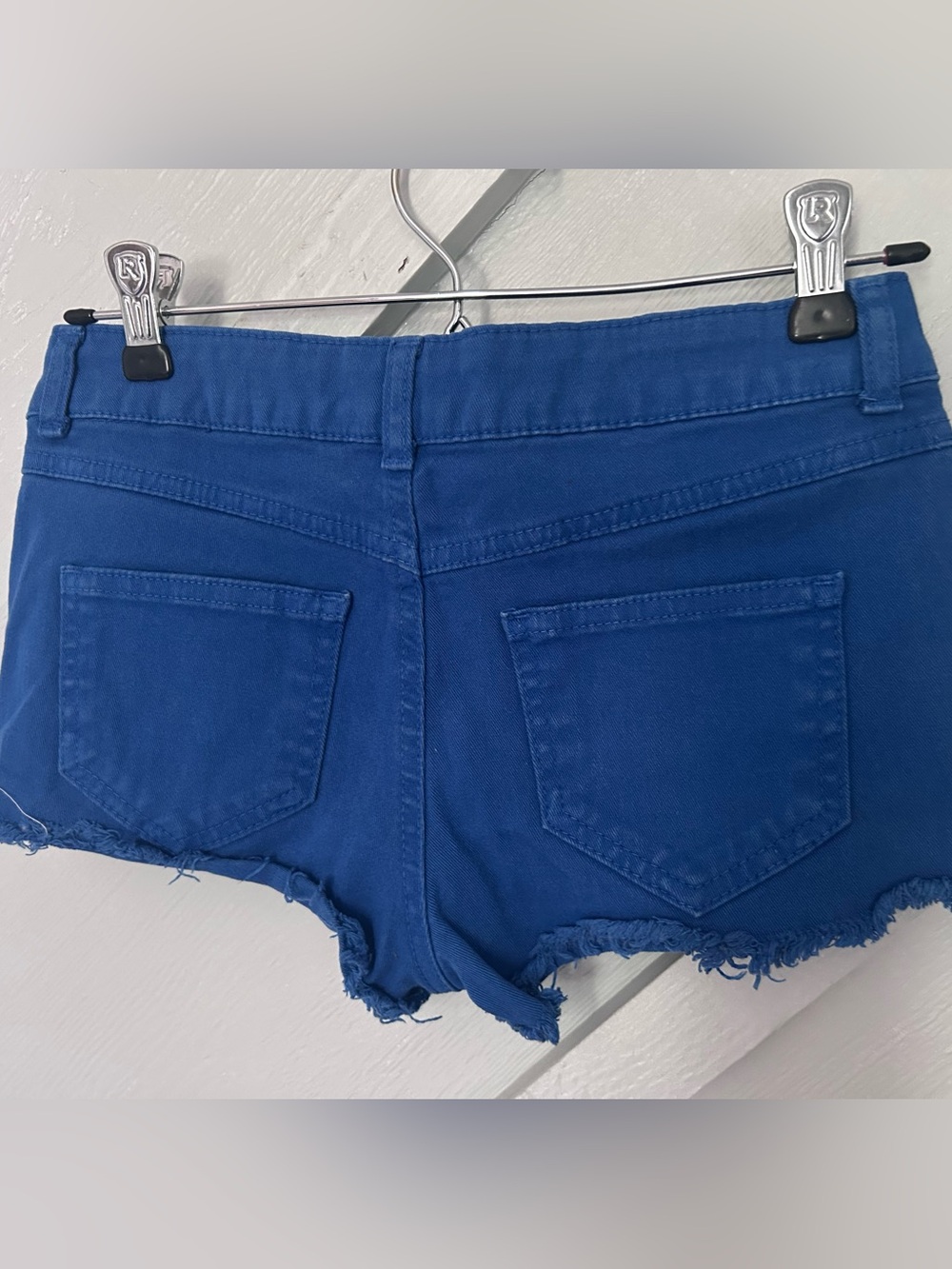 Topshop Cobalt Blue Distressed Denim Shorts